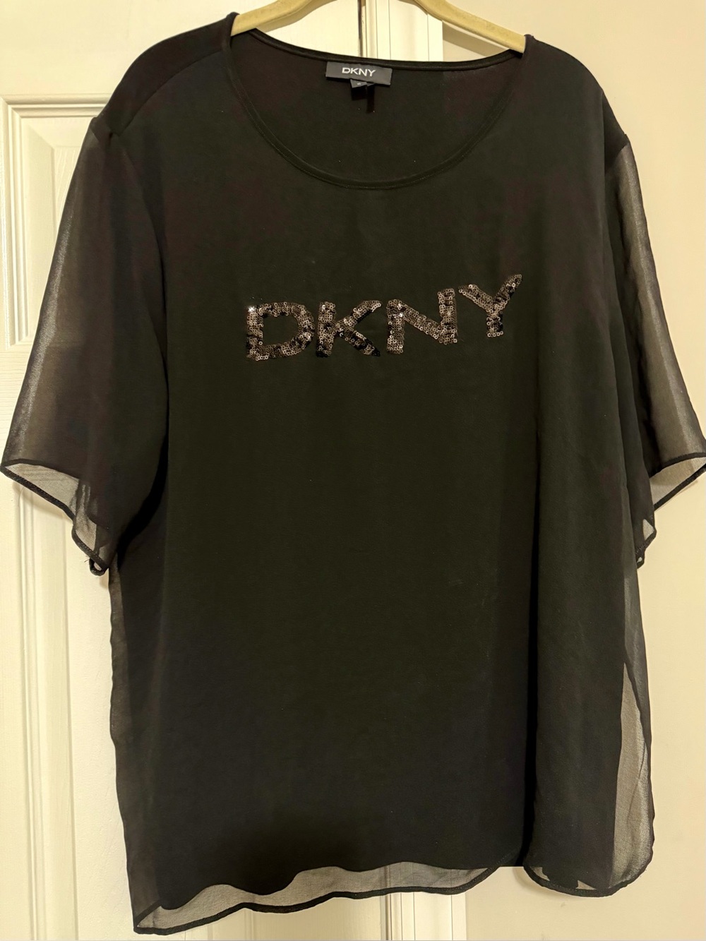 DKNY Black Crew Neck Stretch Top